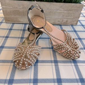 Restricted Studded Tan/Black Ankle Strap Sandals